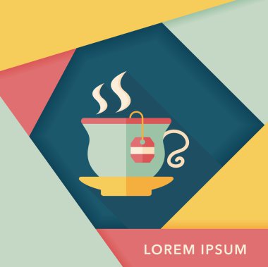 sıcak çay uzun gölge, eps10 düz simgesiyle