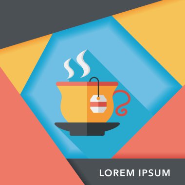 sıcak çay uzun gölge, eps10 düz simgesiyle