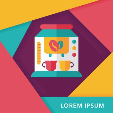 Kahve makinesi düz simgesi, uzun gölge, eps10