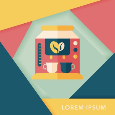 Kahve makinesi düz simgesi, uzun gölge, eps10