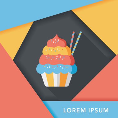 cupcake düz simgesi ile uzun gölge, eps10