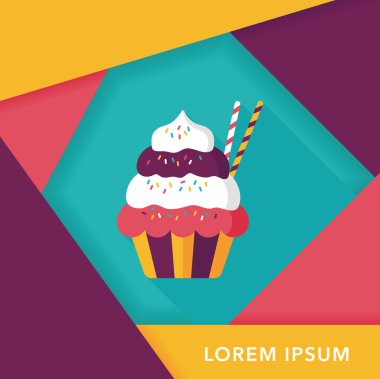 cupcake düz simgesi ile uzun gölge, eps10