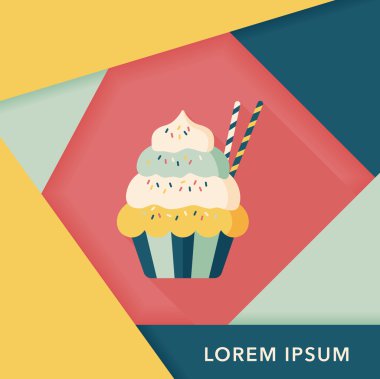 cupcake düz simgesi ile uzun gölge, eps10