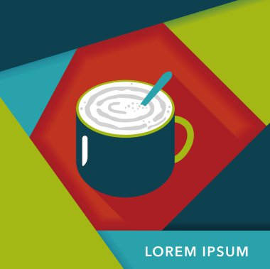 kahve latte sanat düz simgesiyle uzun gölge, eps10