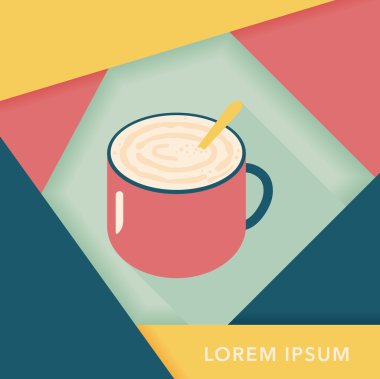 kahve latte sanat düz simgesiyle uzun gölge, eps10