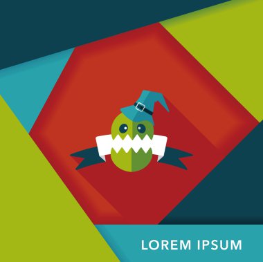 Cadılar Bayramı bayrak düz simgesi ile uzun gölge, eps10