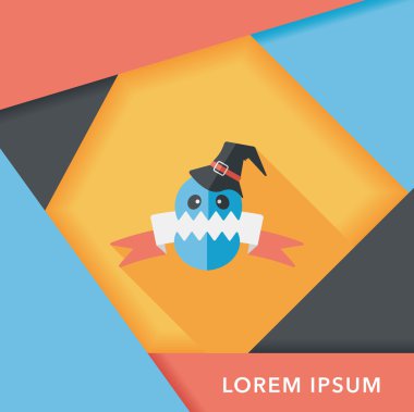 Cadılar Bayramı bayrak düz simgesi ile uzun gölge, eps10