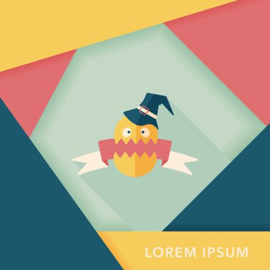 Cadılar Bayramı bayrak düz simgesi ile uzun gölge, eps10