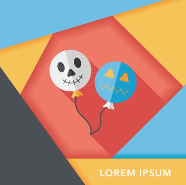 Cadılar Bayramı balonlar düz simgesi ile uzun gölge, eps10