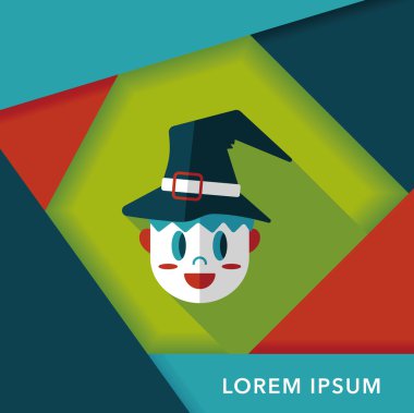 Sihirbaz düz simgesi ile uzun gölge, eps10