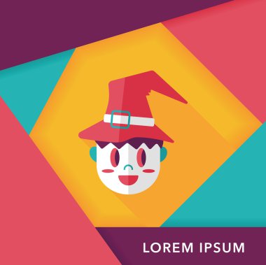 Sihirbaz düz simgesi ile uzun gölge, eps10