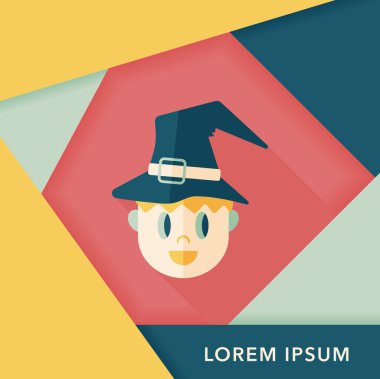 Sihirbaz düz simgesi ile uzun gölge, eps10