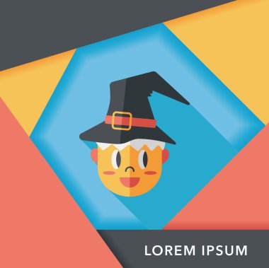 Sihirbaz düz simgesi ile uzun gölge, eps10