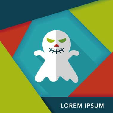 Ghost lapos ikon a hosszú árnyék, eps10