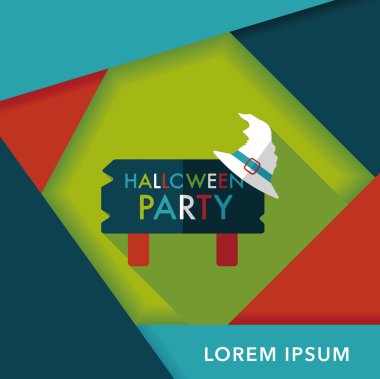 Halloween Parti işareti simgesi ile uzun gölge, eps10 daire