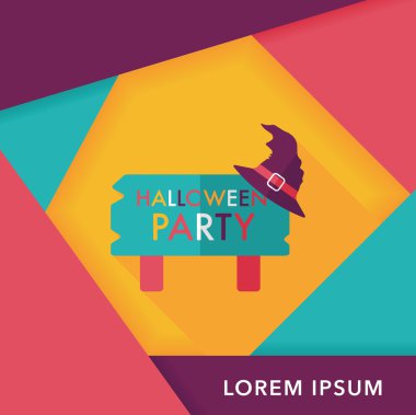Halloween Parti işareti simgesi ile uzun gölge, eps10 daire