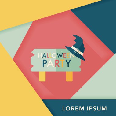 Halloween Parti işareti simgesi ile uzun gölge, eps10 daire