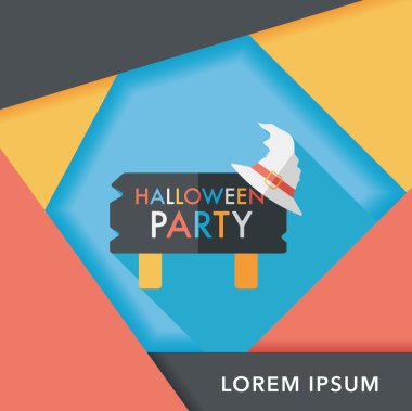 Halloween Parti işareti simgesi ile uzun gölge, eps10 daire