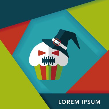 Hayalet uzun gölge, eps10 düz simgesi ile Halloween cupcakes