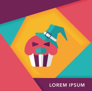 Hayalet uzun gölge, eps10 düz simgesi ile Halloween cupcakes