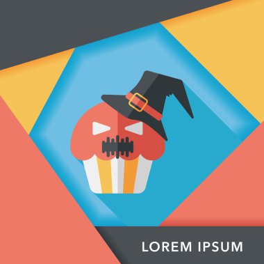 Hayalet uzun gölge, eps10 düz simgesi ile Halloween cupcakes