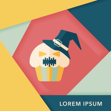 Hayalet uzun gölge, eps10 düz simgesi ile Halloween cupcakes