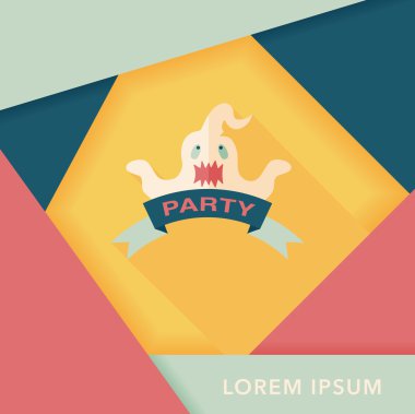 Halloween Parti bayrağı simgesi ile uzun gölge, eps10 daire