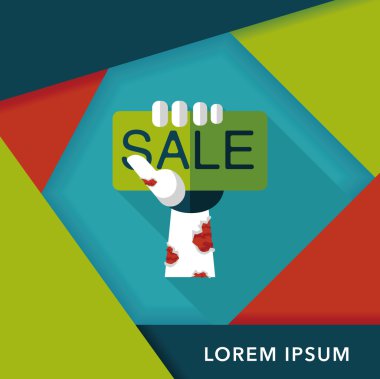 Cadılar Bayramı Satılık düz simgesi ile uzun gölge, eps10