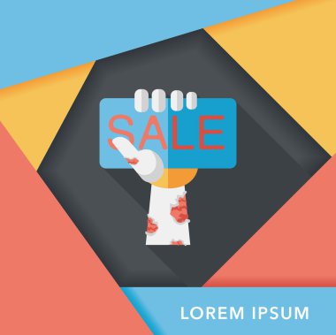 Cadılar Bayramı Satılık düz simgesi ile uzun gölge, eps10