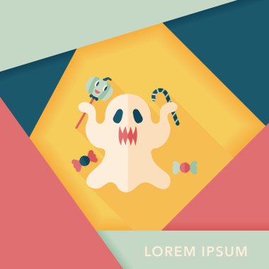 Ghost lapos ikon a hosszú árnyék, eps10