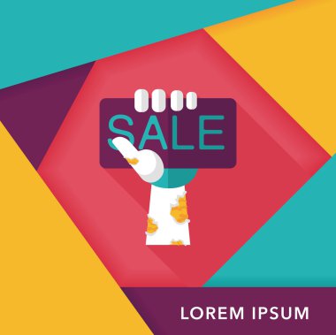 Cadılar Bayramı Satılık düz simgesi ile uzun gölge, eps10