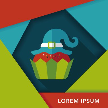 Cadılar Bayramı cupcake simgesiyle cadının şapka düz uzun gölge, ep ile