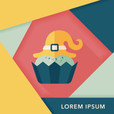 Cadılar Bayramı cupcake simgesiyle cadının şapka düz uzun gölge, ep ile