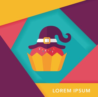 Cadılar Bayramı cupcake simgesiyle cadının şapka düz uzun gölge, ep ile