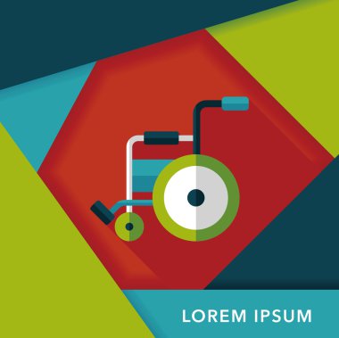 Tekerlekli sandalye ile uzun gölge, eps10 düz simgesi