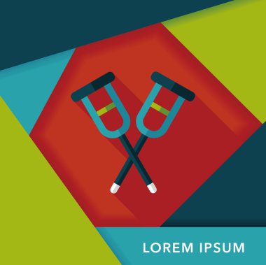 Koltuk değneği ile uzun gölge, eps10 düz simgesi