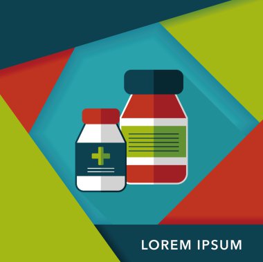 Tıbbi şişe uzun gölge, eps10 düz simgesiyle