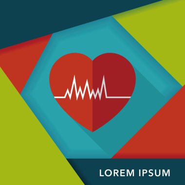 Uzun gölgeler, eps10 EKG düz simgesiyle