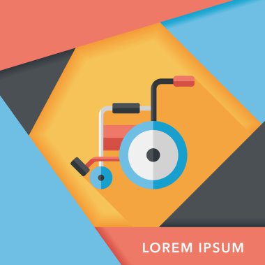 Tekerlekli sandalye ile uzun gölge, eps10 düz simgesi