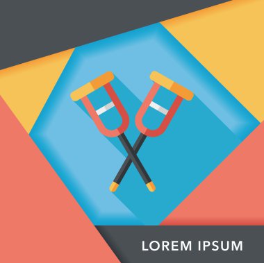 Koltuk değneği ile uzun gölge, eps10 düz simgesi