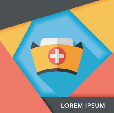 Hemşire şapka düz simgesi ile uzun gölge, eps10