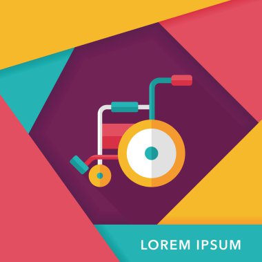 Tekerlekli sandalye ile uzun gölge, eps10 düz simgesi