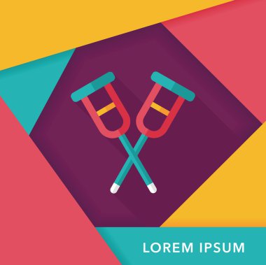 Koltuk değneği ile uzun gölge, eps10 düz simgesi