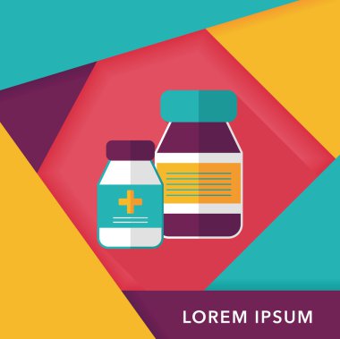 Tıbbi şişe uzun gölge, eps10 düz simgesiyle