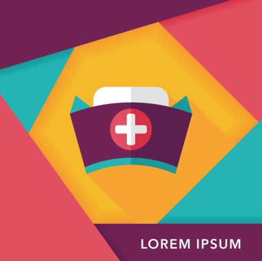 Hemşire şapka düz simgesi ile uzun gölge, eps10