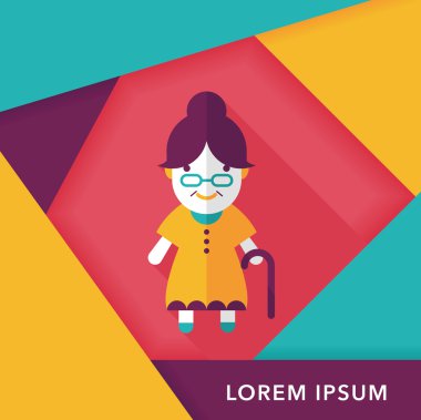 yaşlı kadın uzun gölge, eps10 düz simgesiyle