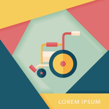 Tekerlekli sandalye ile uzun gölge, eps10 düz simgesi