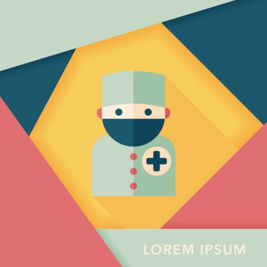 tıbbi insanlar uzun gölge, eps ile stetoskoplar düz simgesiyle