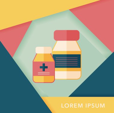 Tıbbi şişe uzun gölge, eps10 düz simgesiyle