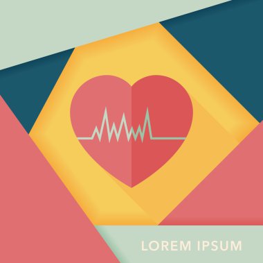 EKG uzun gölge, eps10 düz simgesiyle